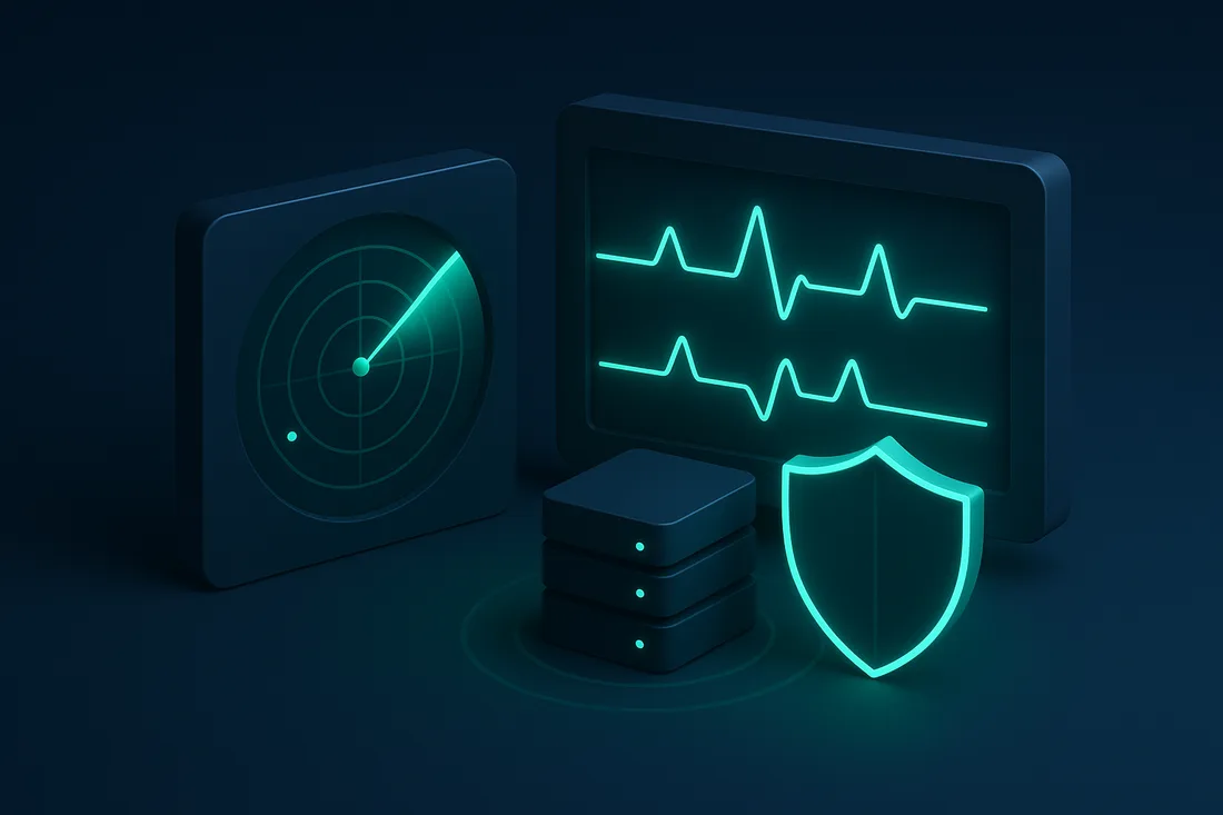 Radar und Dashboard überwachen einen Server rund um die Uhr